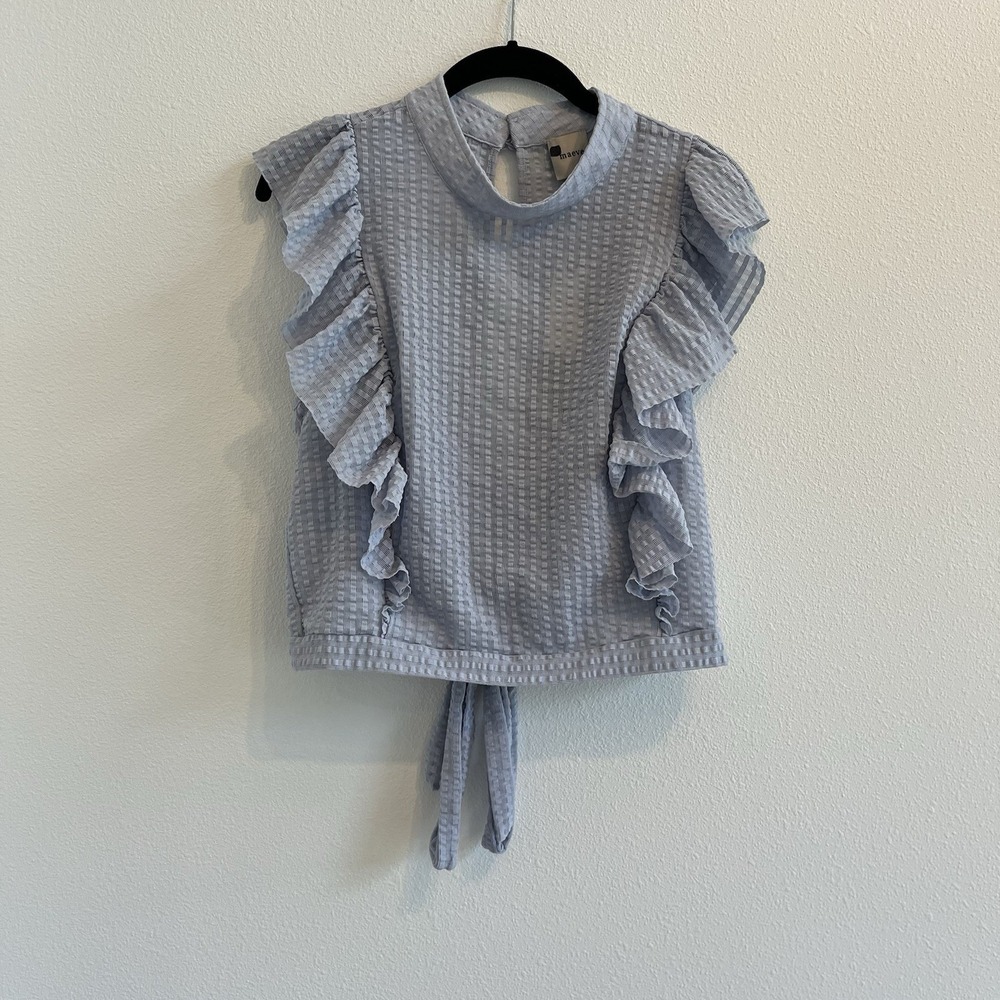 Anthropology flutter Tank top women’s blue Nylon Sz XS Light Airy Dainty Dressy